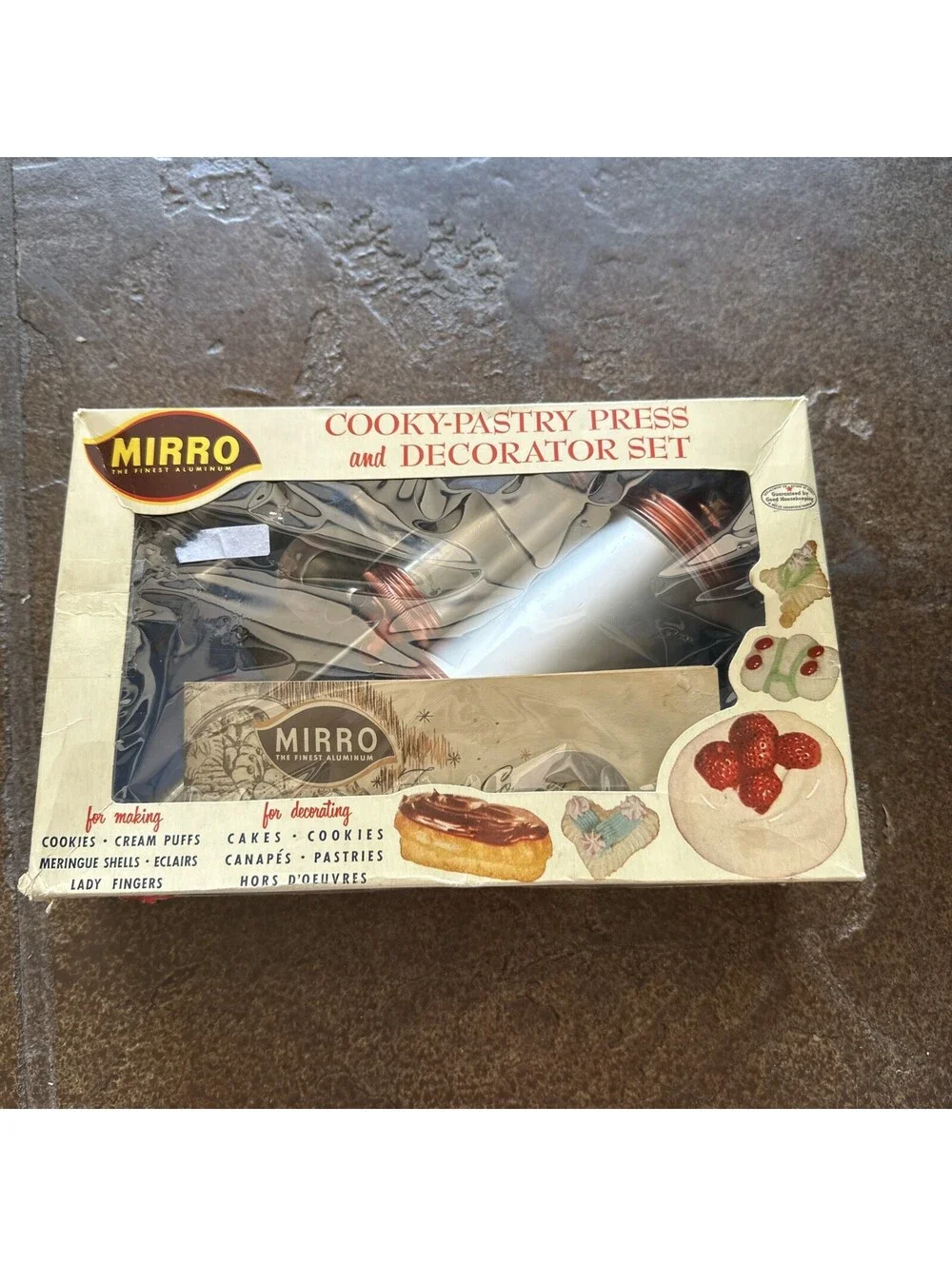 Vintage Mirro Cooky Pastry Press & Decorator Set No. 350-M Box Complete Pieces